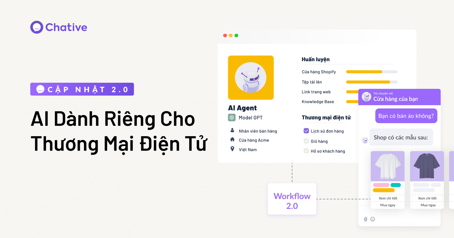 Cập nhật 2.0: Ra Mắt AI Agent Cho Thương mại Điện Tử